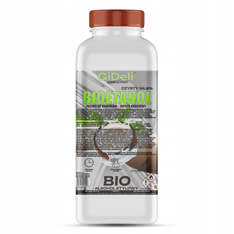 Bioetanol do kominka 1L o zapachu kokosa biopaliwo