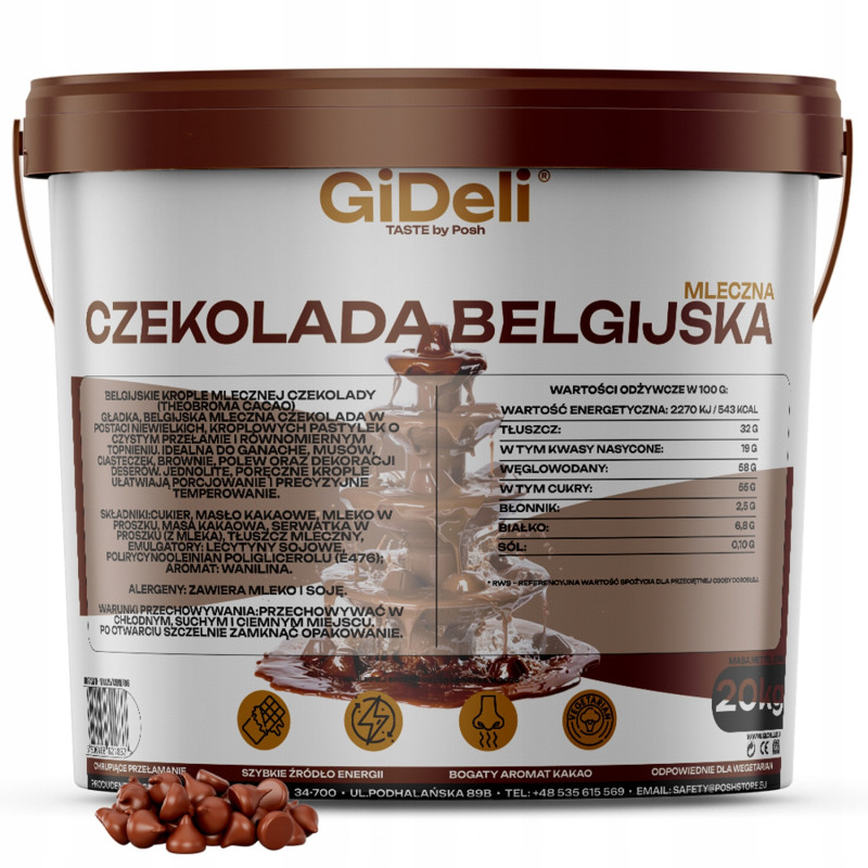 GiDeli Belgijska czekolada [1x 20kg] *wiaderko* 20kg