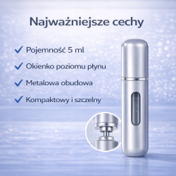 POSH Atomizer na perfumy podróżny srebrny 5ml fiolka