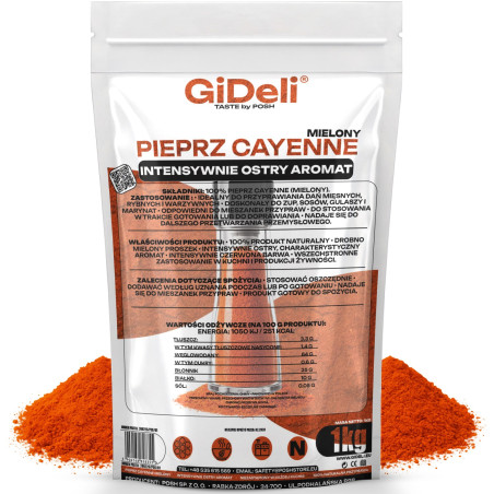 Pieprz Cayenne mielony 1kg kajeński naturalny GiDeli